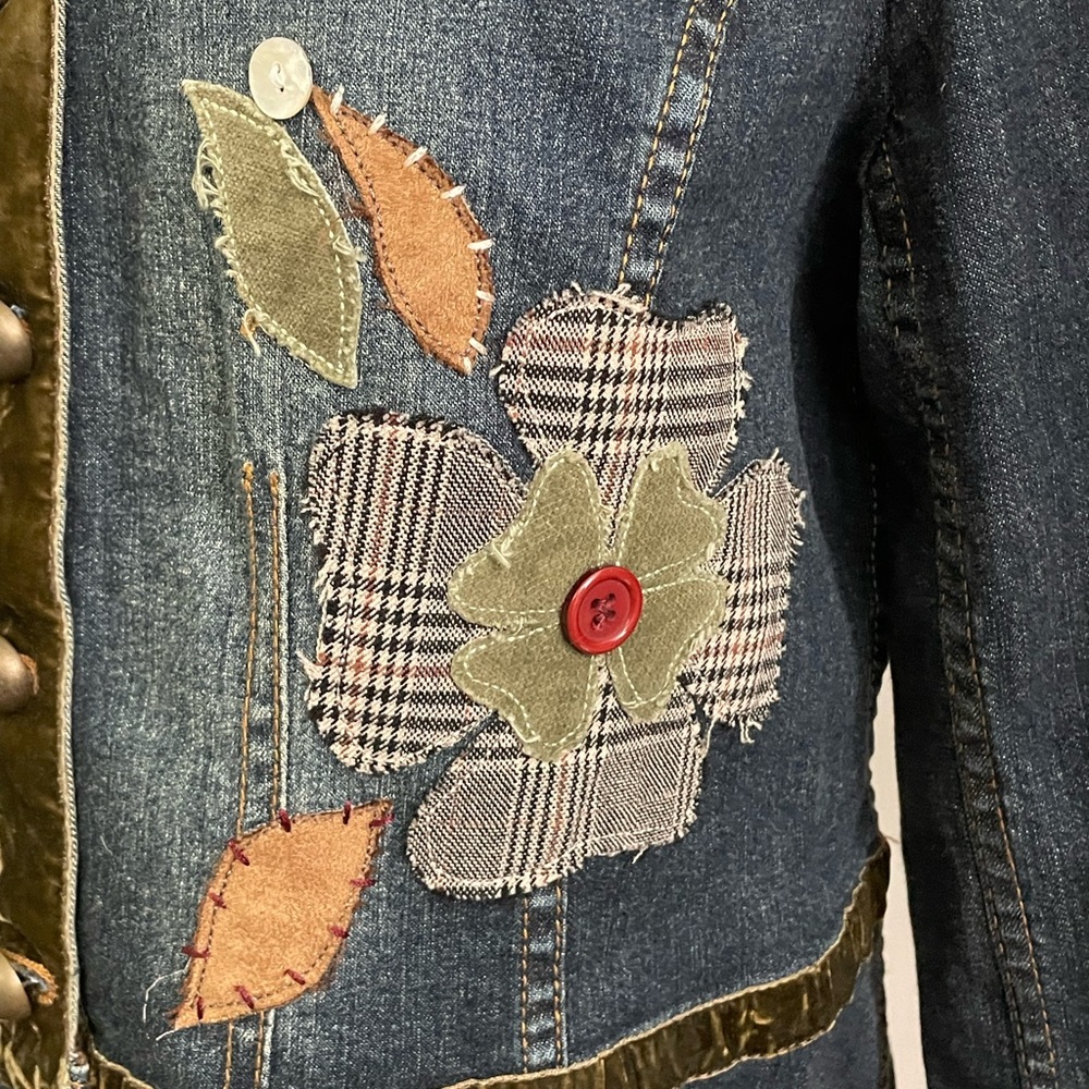 Denim jacket, embellished jean jacket, West Palm, velvet trim denim - Picture 6 of 8